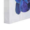Deep Blue & Gold Trim Flower Embellished Canvas Wall Art Print - 16x16
